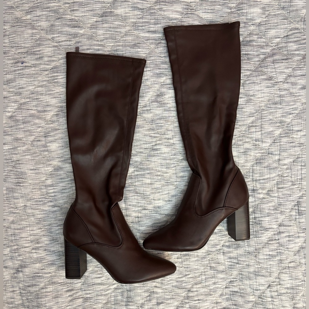 Franco Sarto Knee High Boots Sz 9 NWOT | Franco Sarto Brown Leather Boots Sz 9 - - Picture 5 of 8